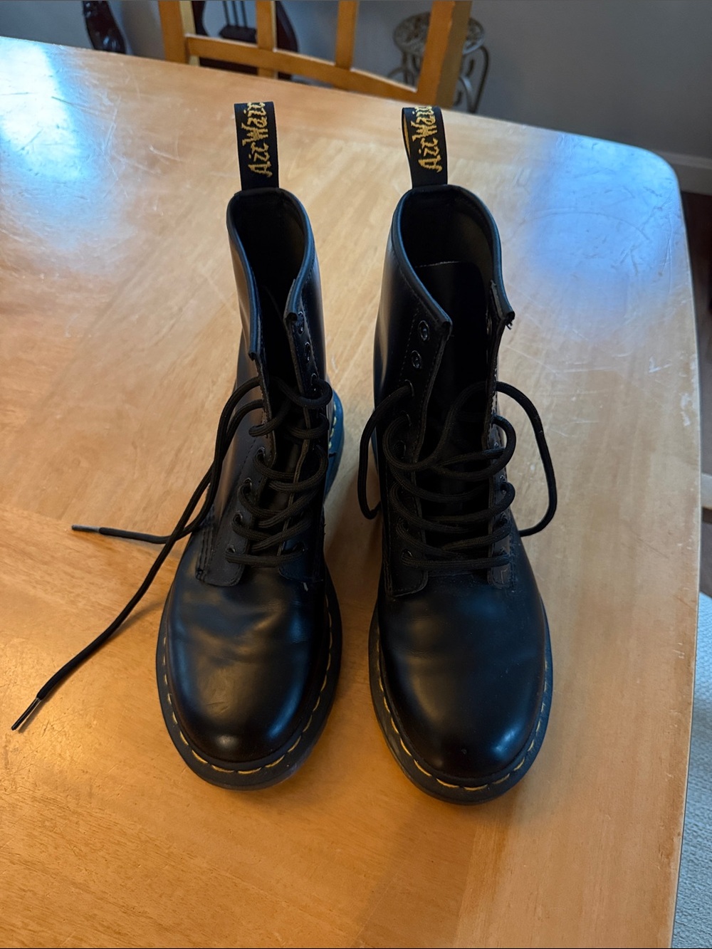 Black Lace-Up Leather Boots for women